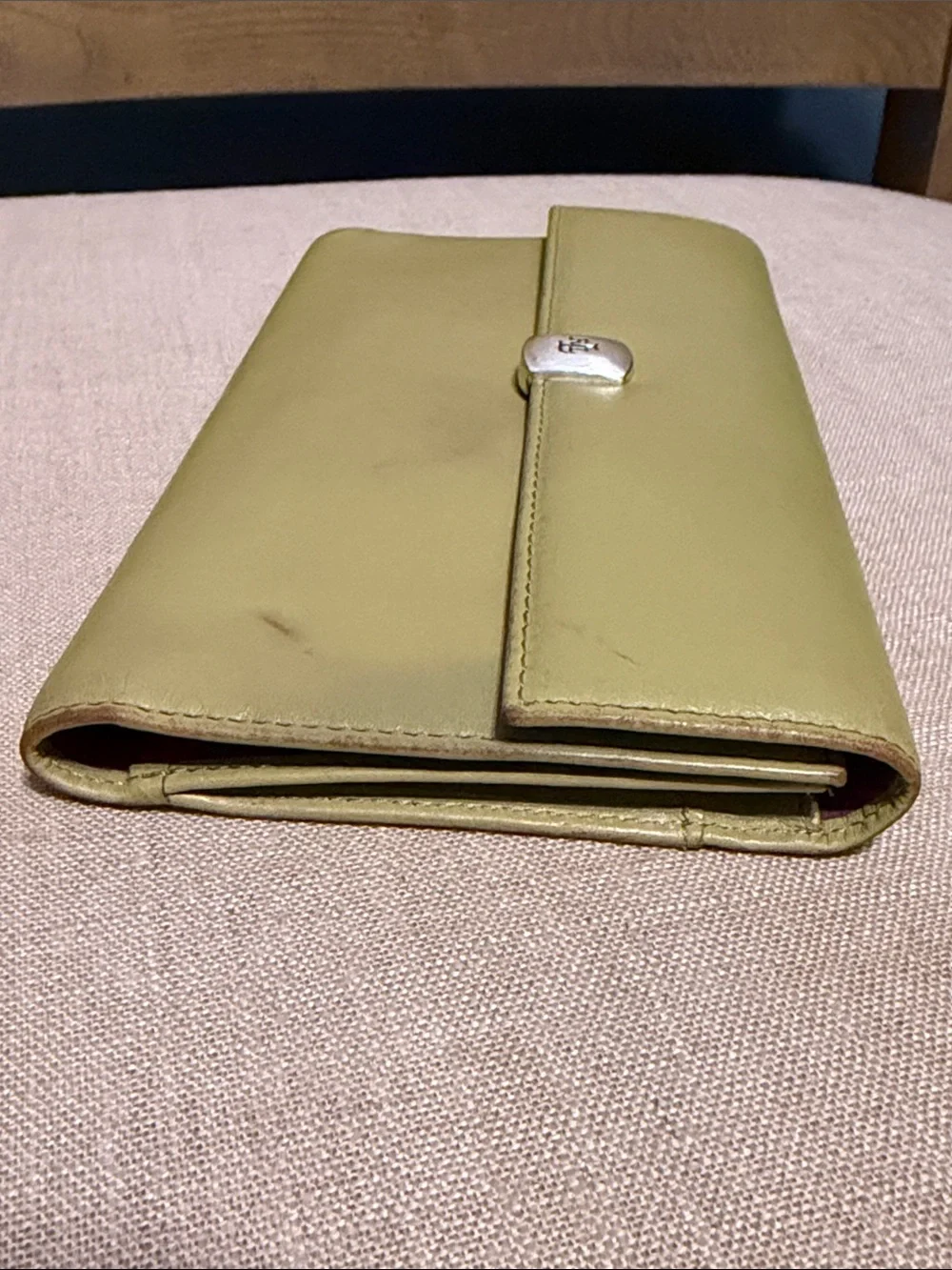 Vintage Lauren by Ralph Lauren Chartreuse Leather Envelope Wallet